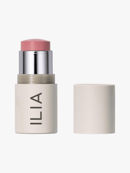 Ilia Multi-Stick Cream Blush + Highlighter + Lip Tint in branded component on a light gray background