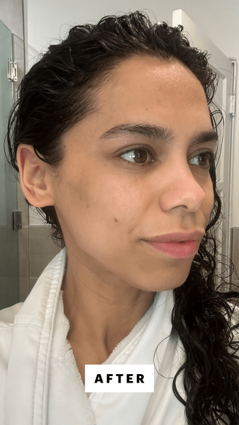 Selfie of Shipin after applying the Dr. Loretta AntiAging Repair Serum