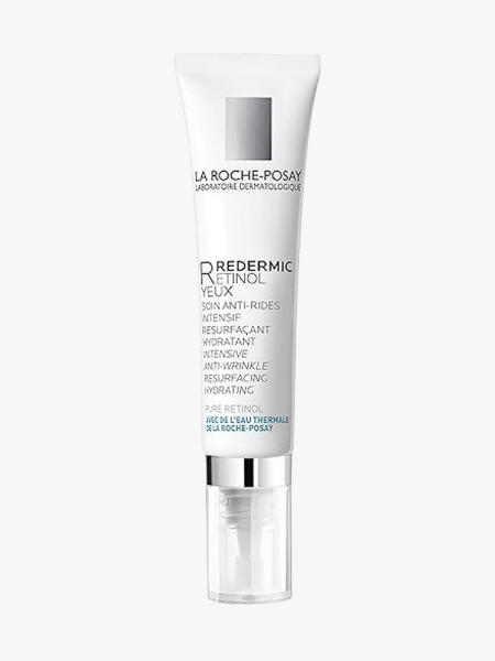 La Roche-Posay Redermic R Eyes Retinol Eye Cream in tube branded component on a light gray background