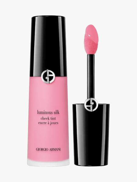 Armani Beauty Luminous Silk Cheek Tint in branded twist up component on a light gray background